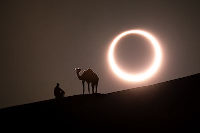 Eclipse solaire dans le désert