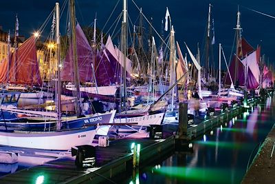 Port illuminé lors de la semaine du Golfe - Vannes - Golfe du Morbihan - Bretagne - France