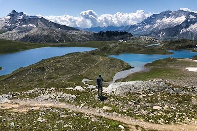 Vue sur les lacs Rossett et Leita - Italie