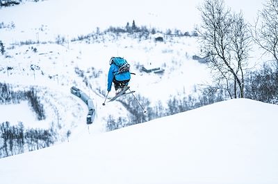 Ski train dans les fjords de Norvège