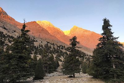 Coucher de soleil dans la vallée d'Emli et la forêt d'Emli -Turquie