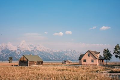 Cabane et maison dans Le Grand Teton - Parc national - Wyoming - Etats-Unis