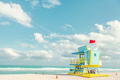 Plage de Miami et une cabine de sauveteur - Floride - Etats-Unis