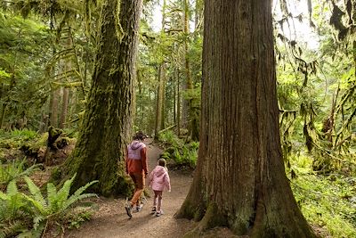 Petits aventuriers sous les cascades du Nord-Ouest
