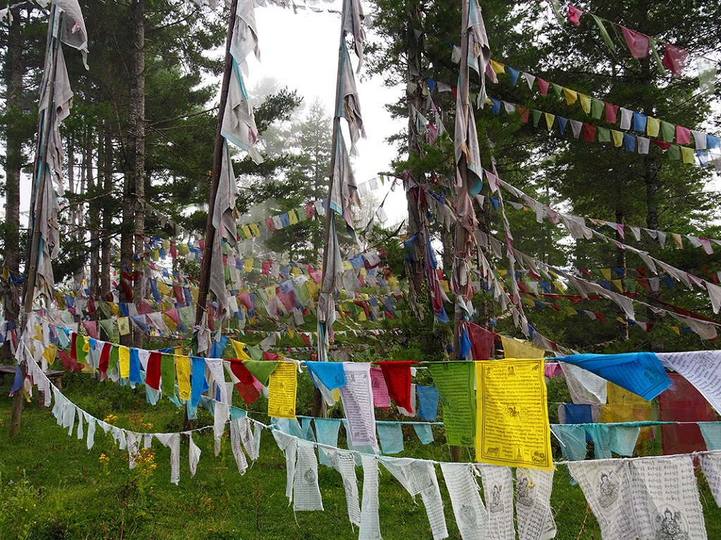 Drapeaux &agrave; pri&egrave;res, Kiki La pass, Jakar, Vall&eacute;e de Bhumthang - &copy;Thomas Callens