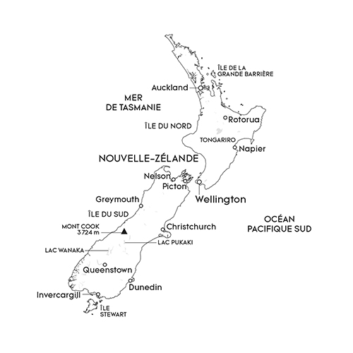 Carte de Nouvelle-Zélande