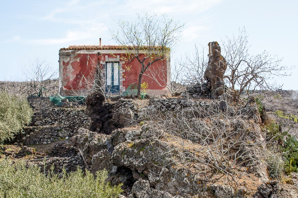 La nature p&eacute;trifi&eacute;e : campagne aux alentours de Bronte. Province de Catane, 31 mars 2015. - &copy;Massimo Siragusa/Agence Vu'